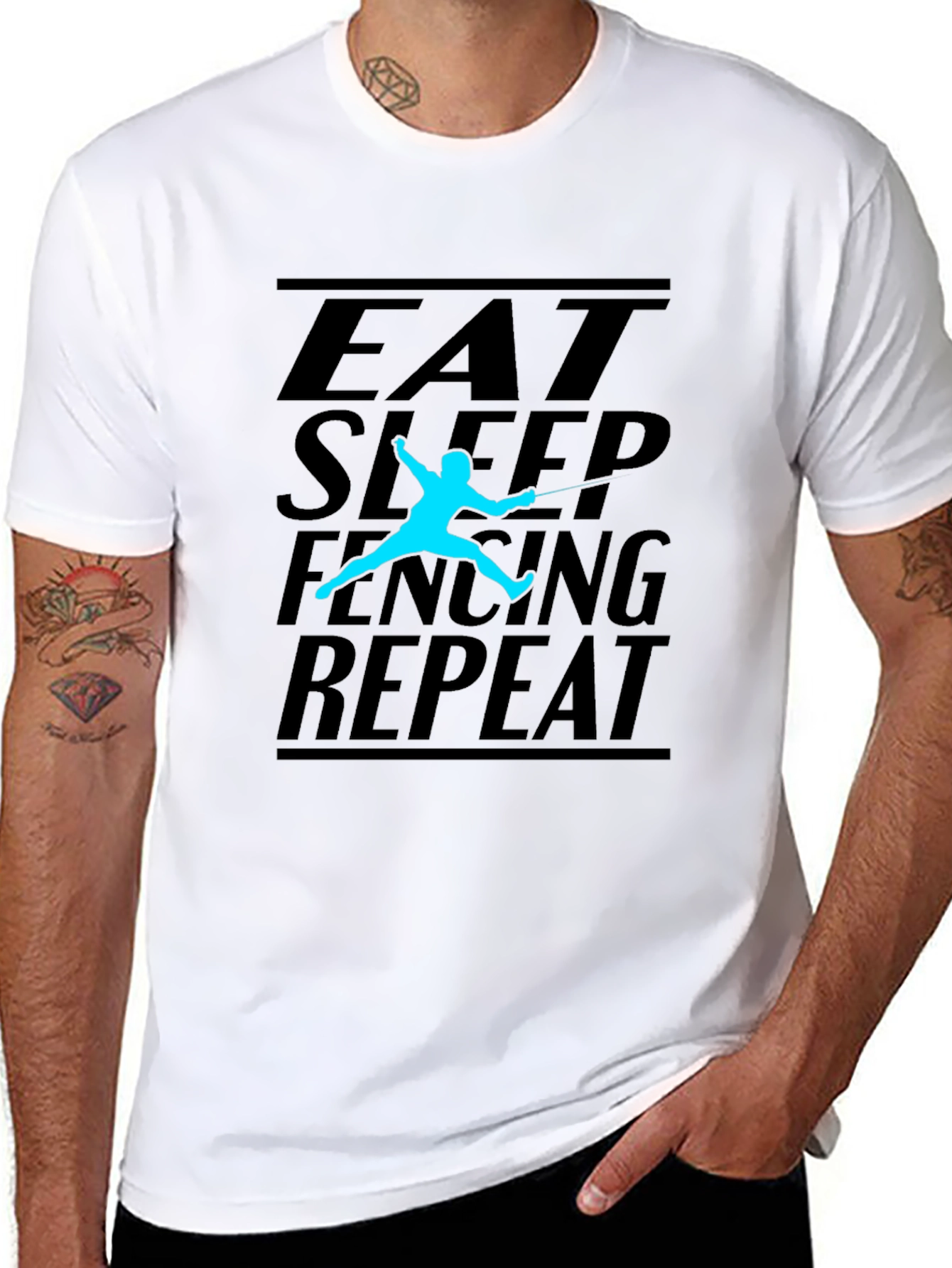 Eat Sleep Fencing Repeat Black T-Shirt