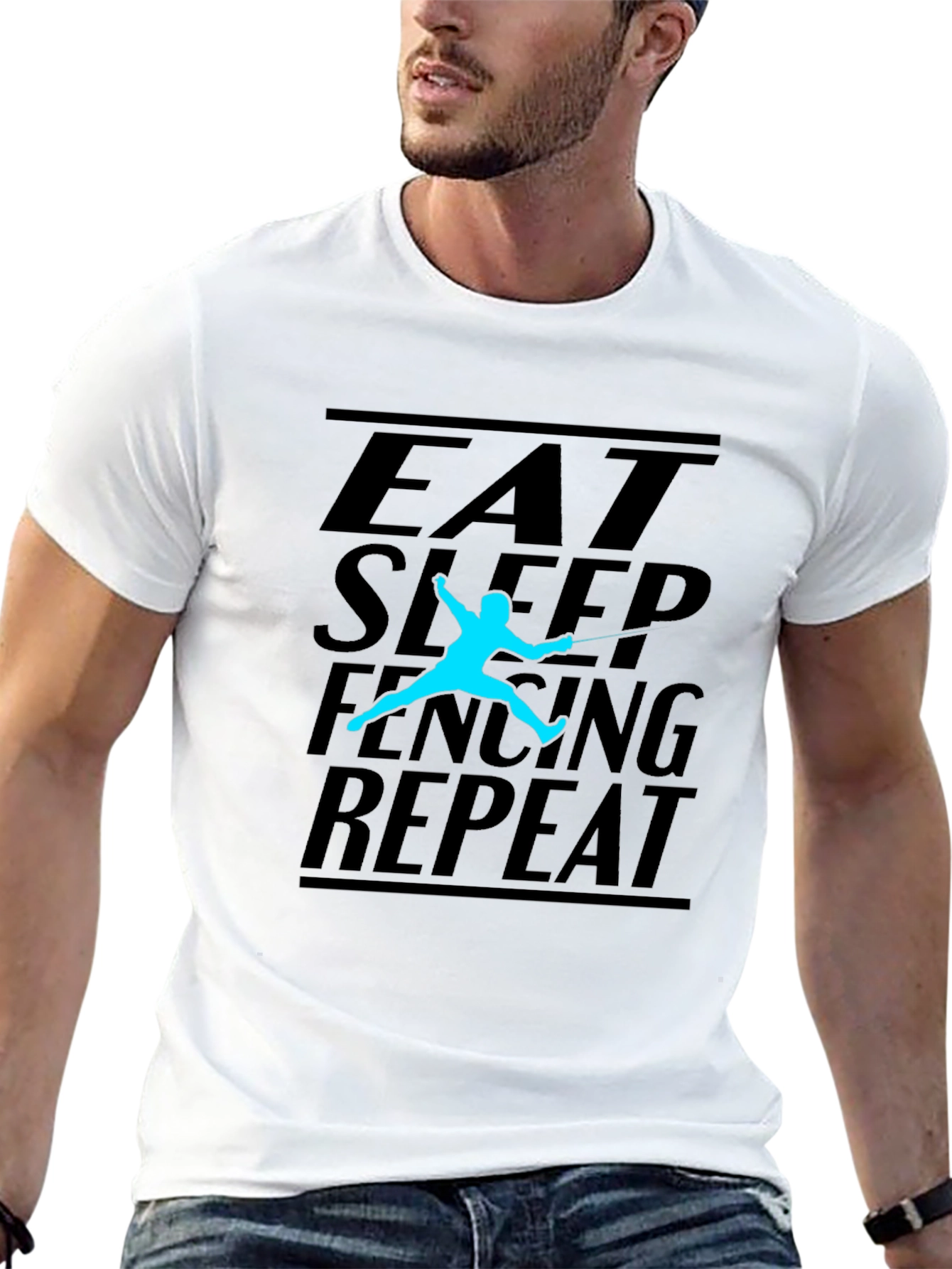 Eat Sleep Fencing Repeat Black T-Shirt