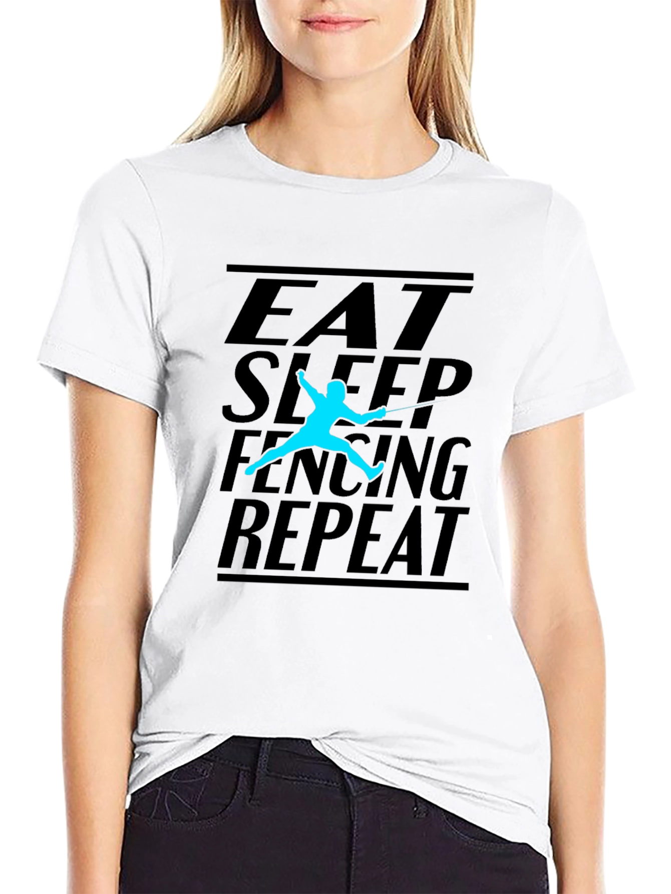Eat Sleep Fencing Repeat Black T-Shirt