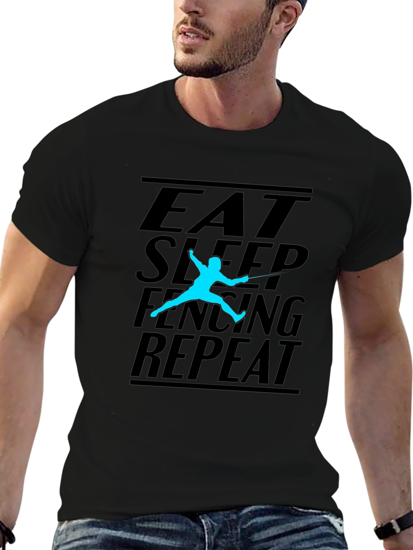 Eat Sleep Fencing Repeat Black T-Shirt