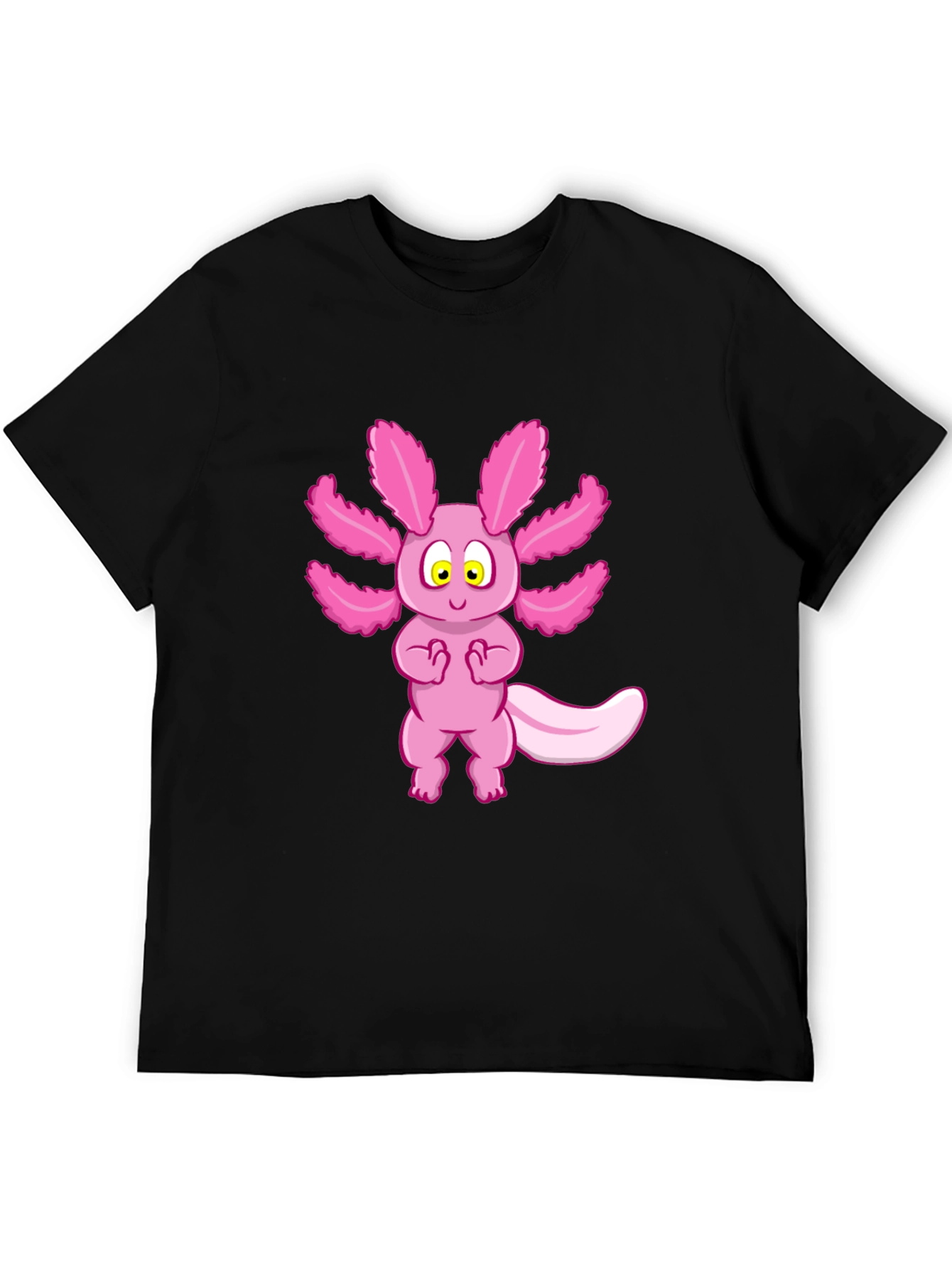 Axolotl Cartoon Graphic Tee - Black Unisex T-Shirt