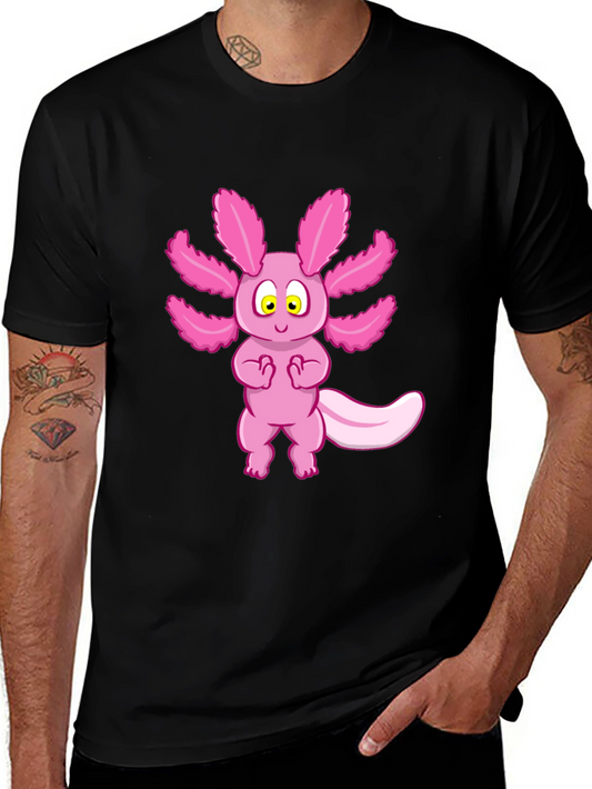 Axolotl Cartoon Graphic Tee - Black Unisex T-Shirt