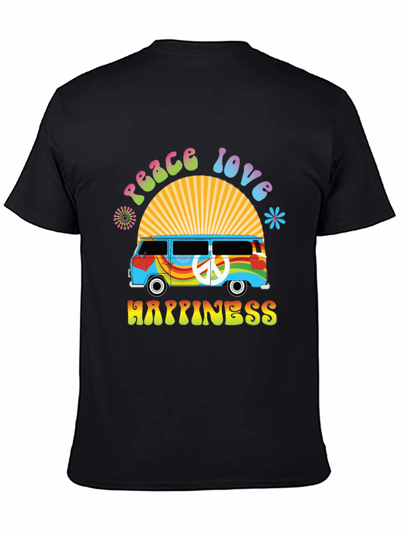 Peace Love Happiness Retro Van T-Shirt