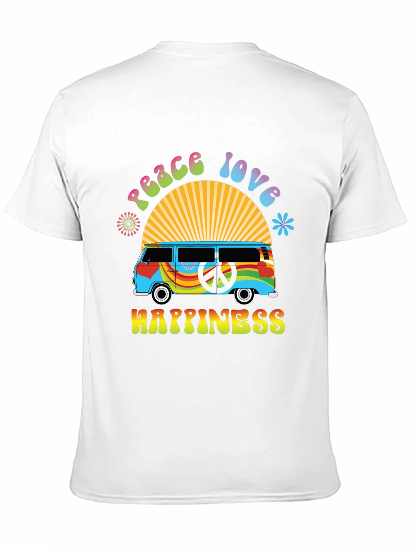 Peace Love Happiness Retro Van T-Shirt