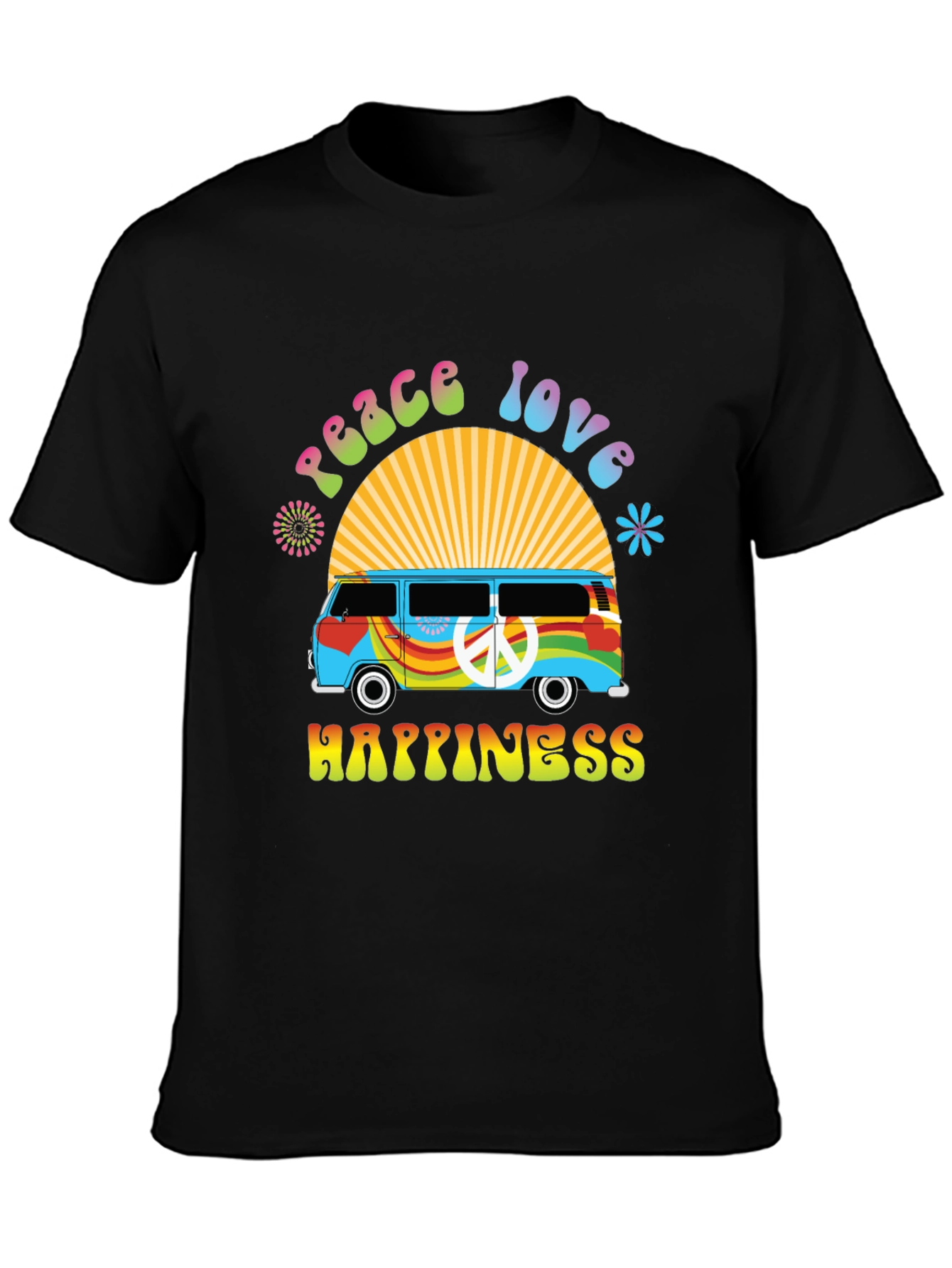 Peace Love Happiness Retro Van T-Shirt