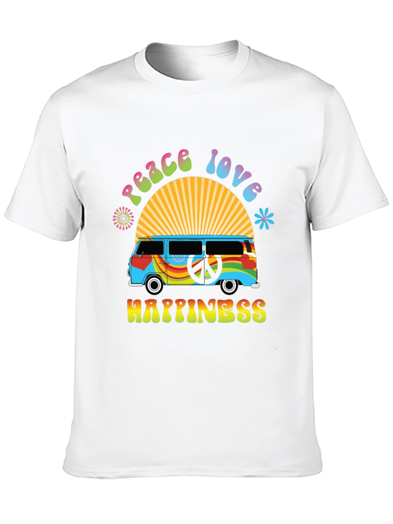 Peace Love Happiness Retro Van T-Shirt