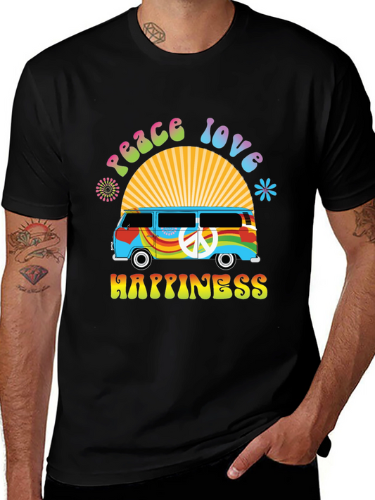Peace Love Happiness Retro Van T-Shirt