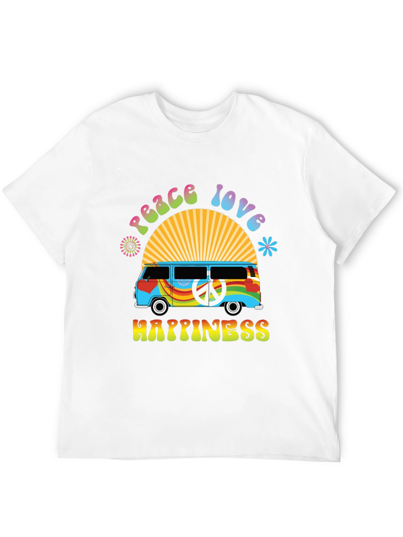Peace Love Happiness Retro Van T-Shirt