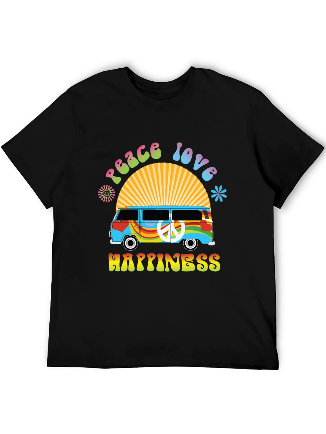 Peace Love Happiness Retro Van T-Shirt