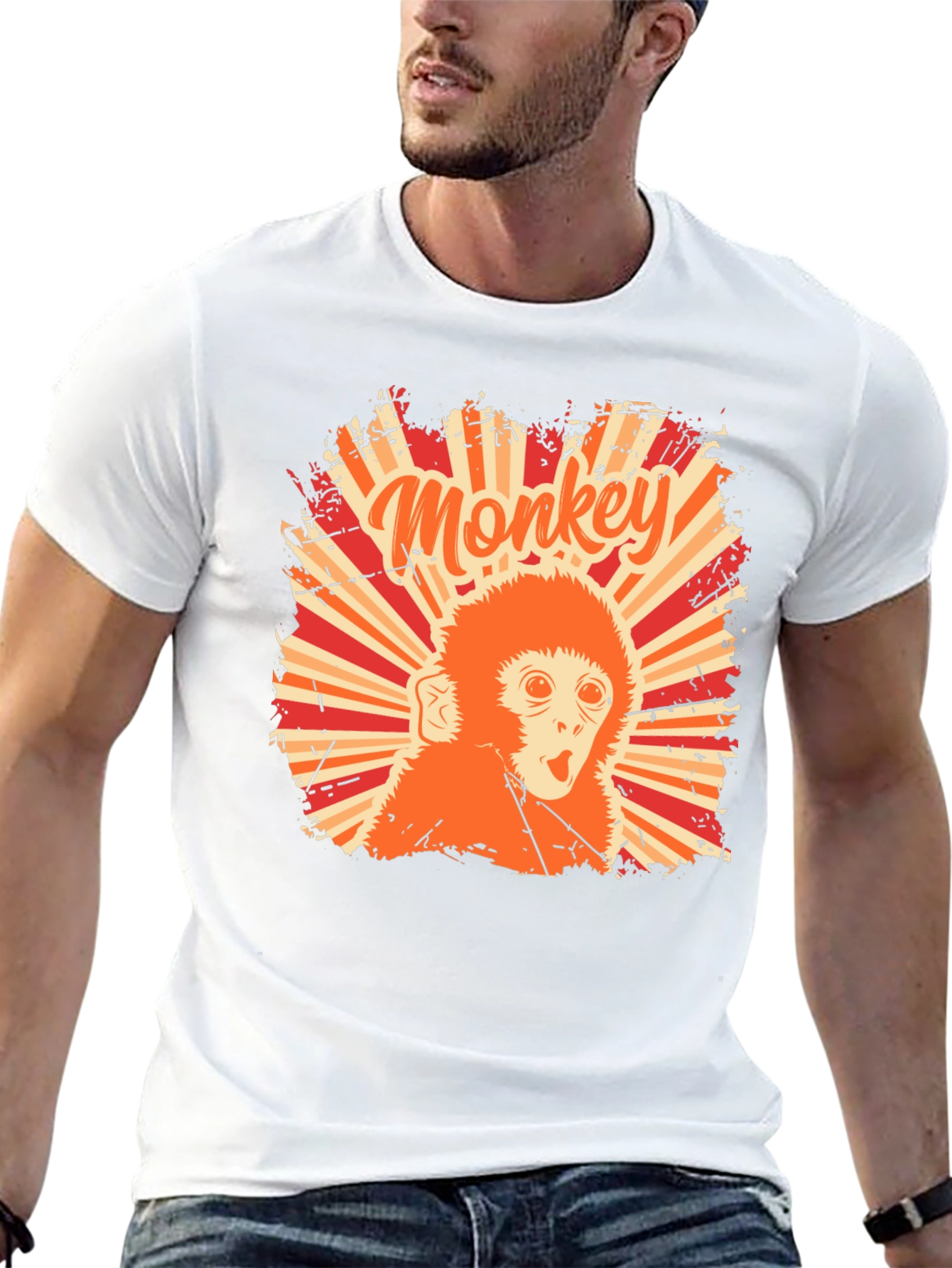 Retro Monkey Graphic T-Shirt - Black