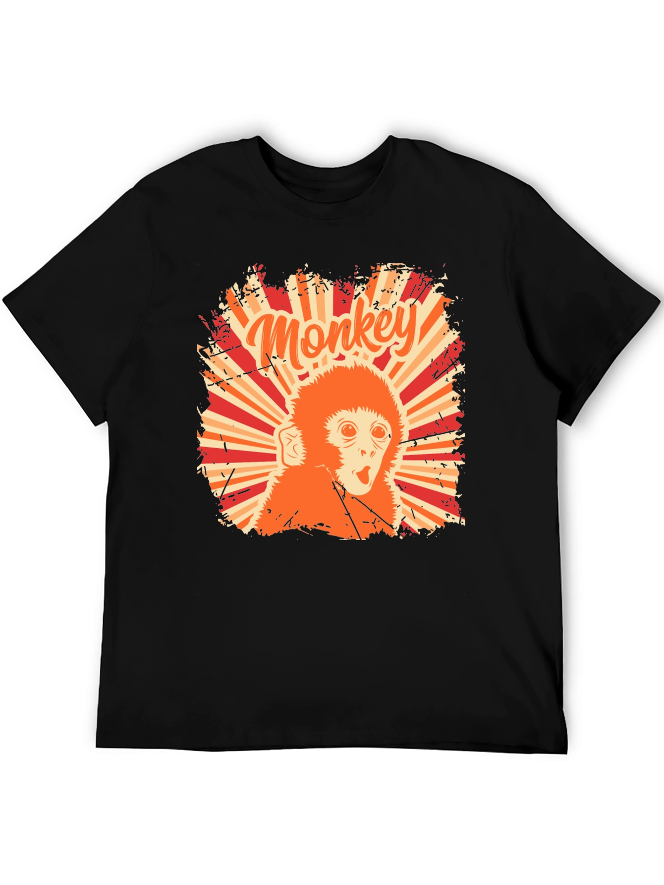 Retro Monkey Graphic T-Shirt - Black