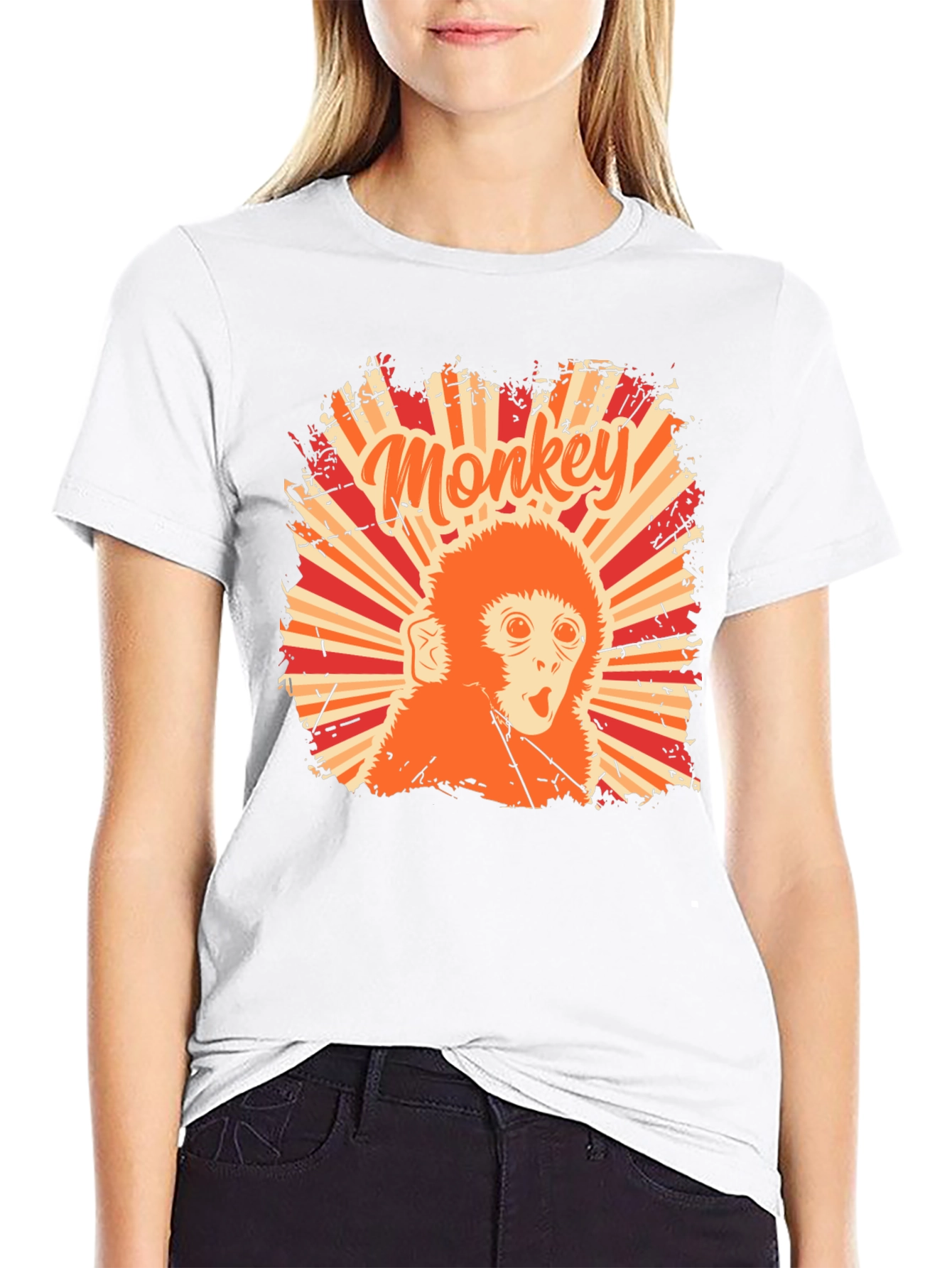 Retro Monkey Graphic T-Shirt - Black