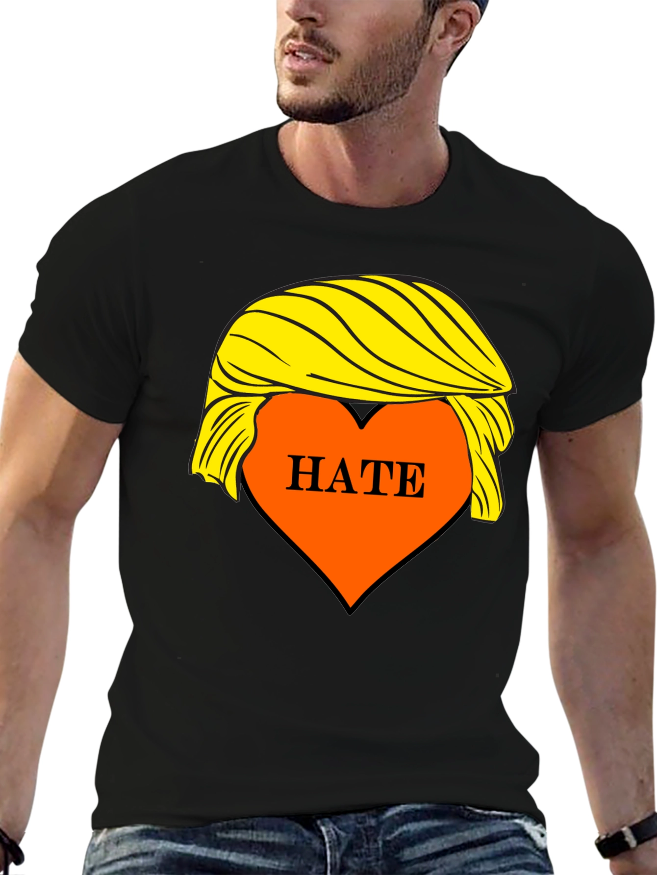 HATE Trump Hair Parody Graphic T-Shirt