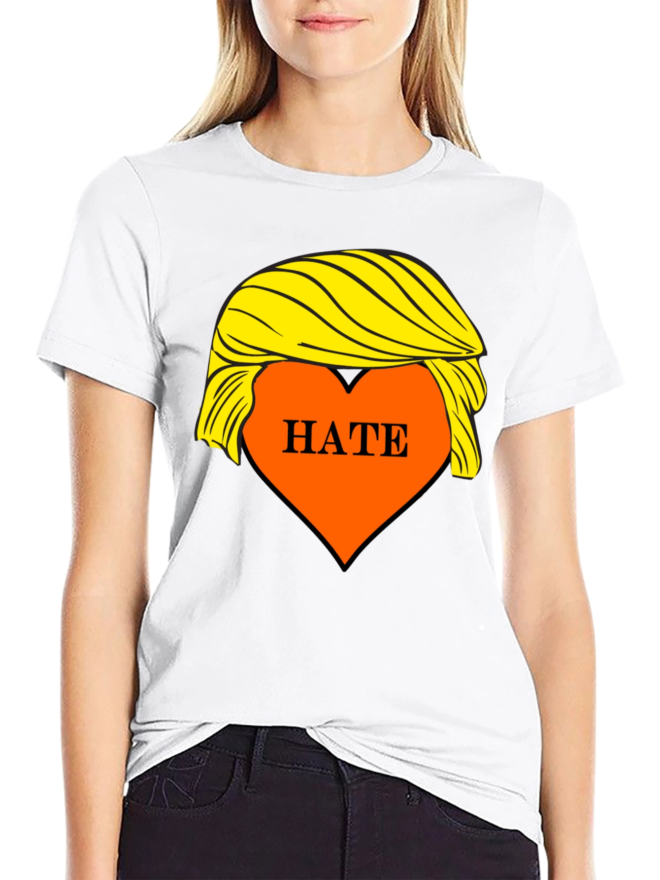 HATE Trump Hair Parody Graphic T-Shirt