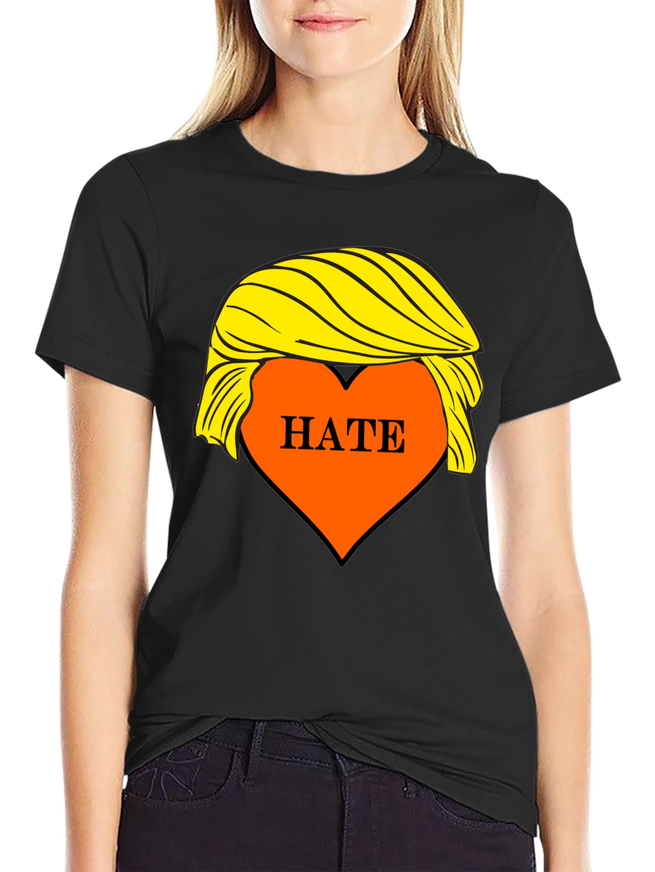 HATE Trump Hair Parody Graphic T-Shirt