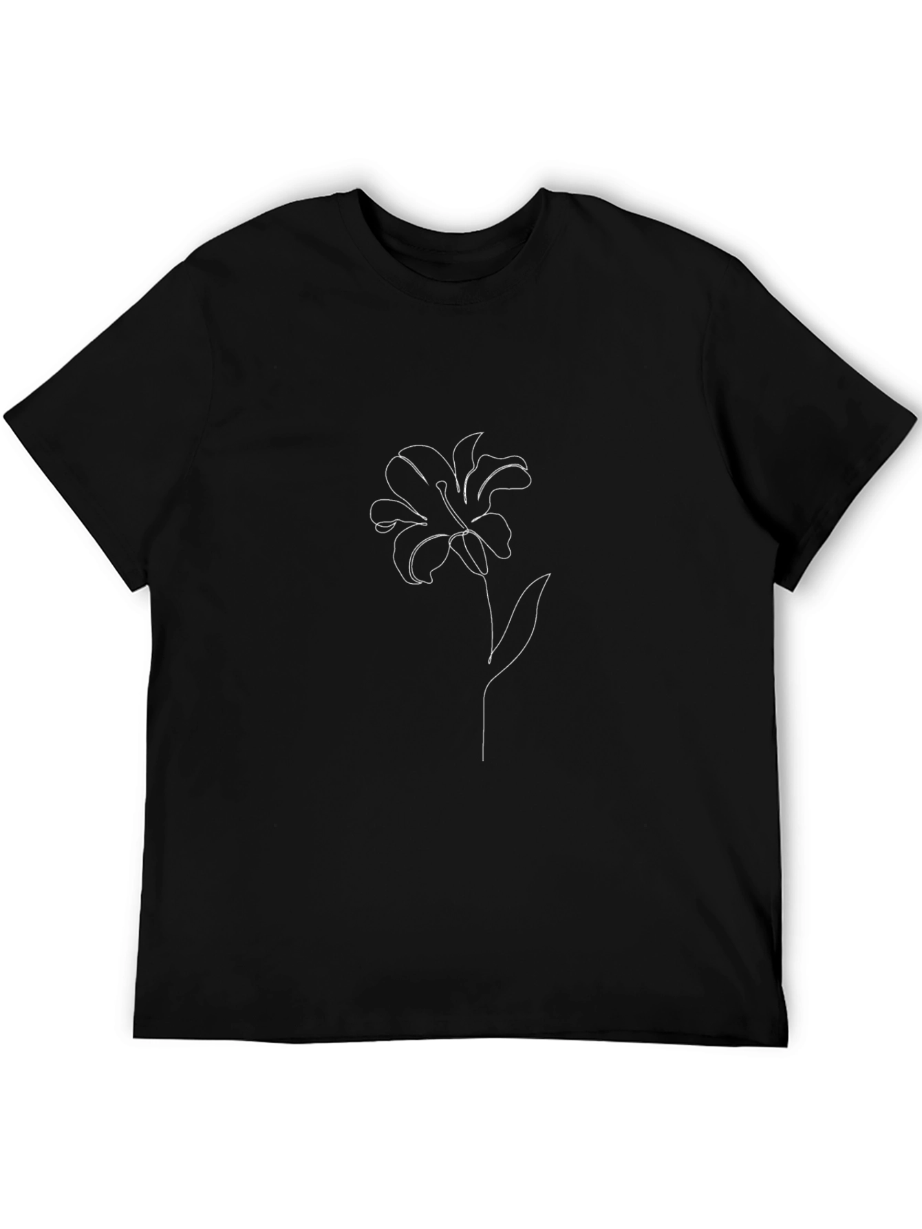 Minimalist Lily Graphic Black T-Shirt