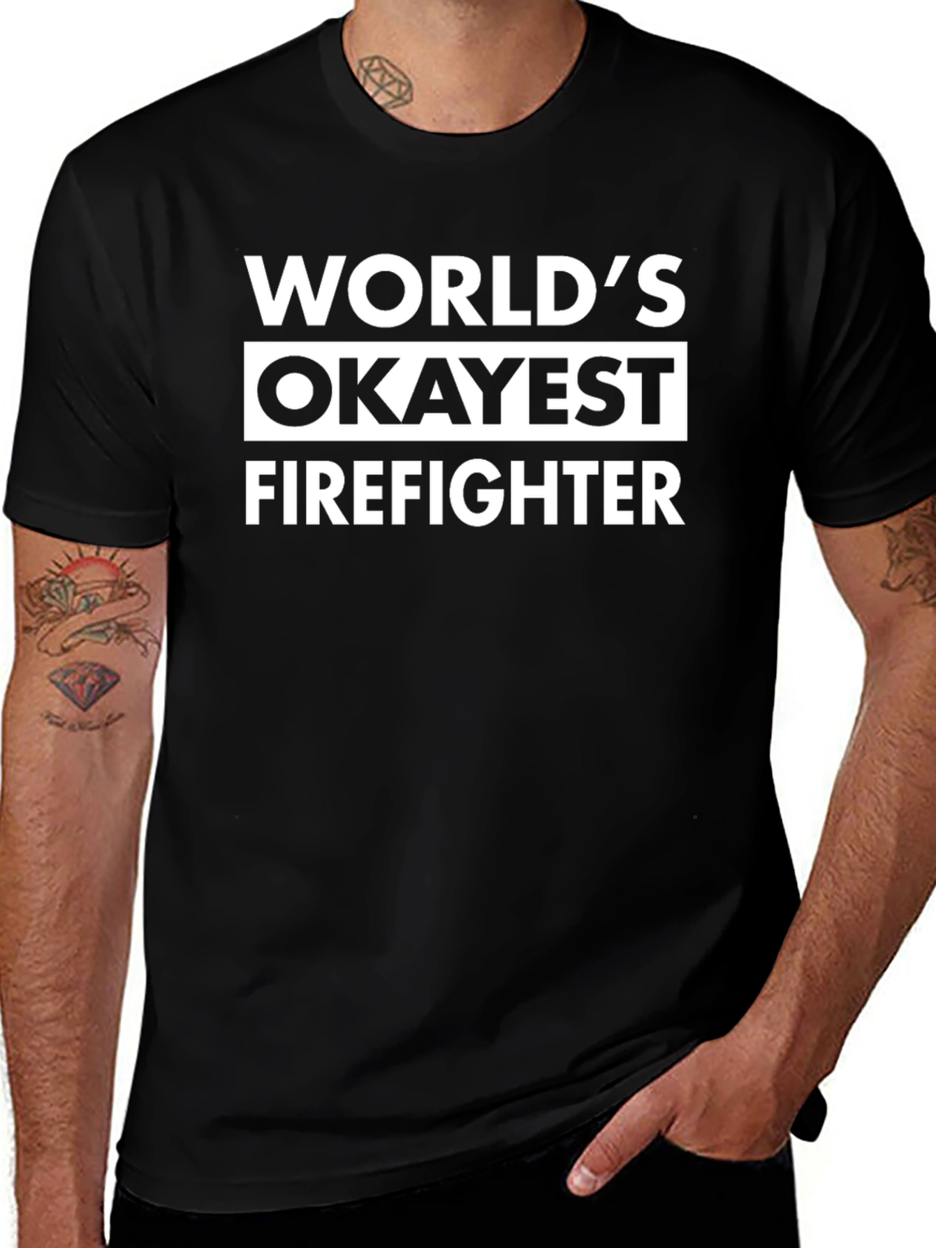 Worlds Okayest Firefighter Graphic T-Shirt