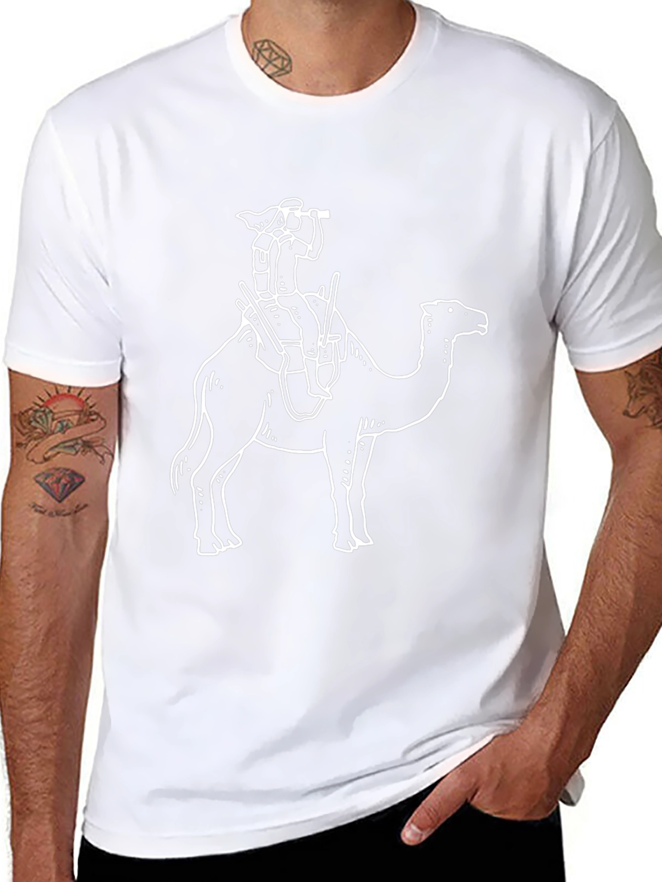 Black T-Shirt with Camel Rider Graphic