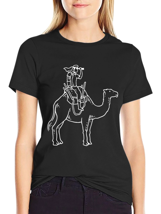 Black T-Shirt with Camel Rider Graphic