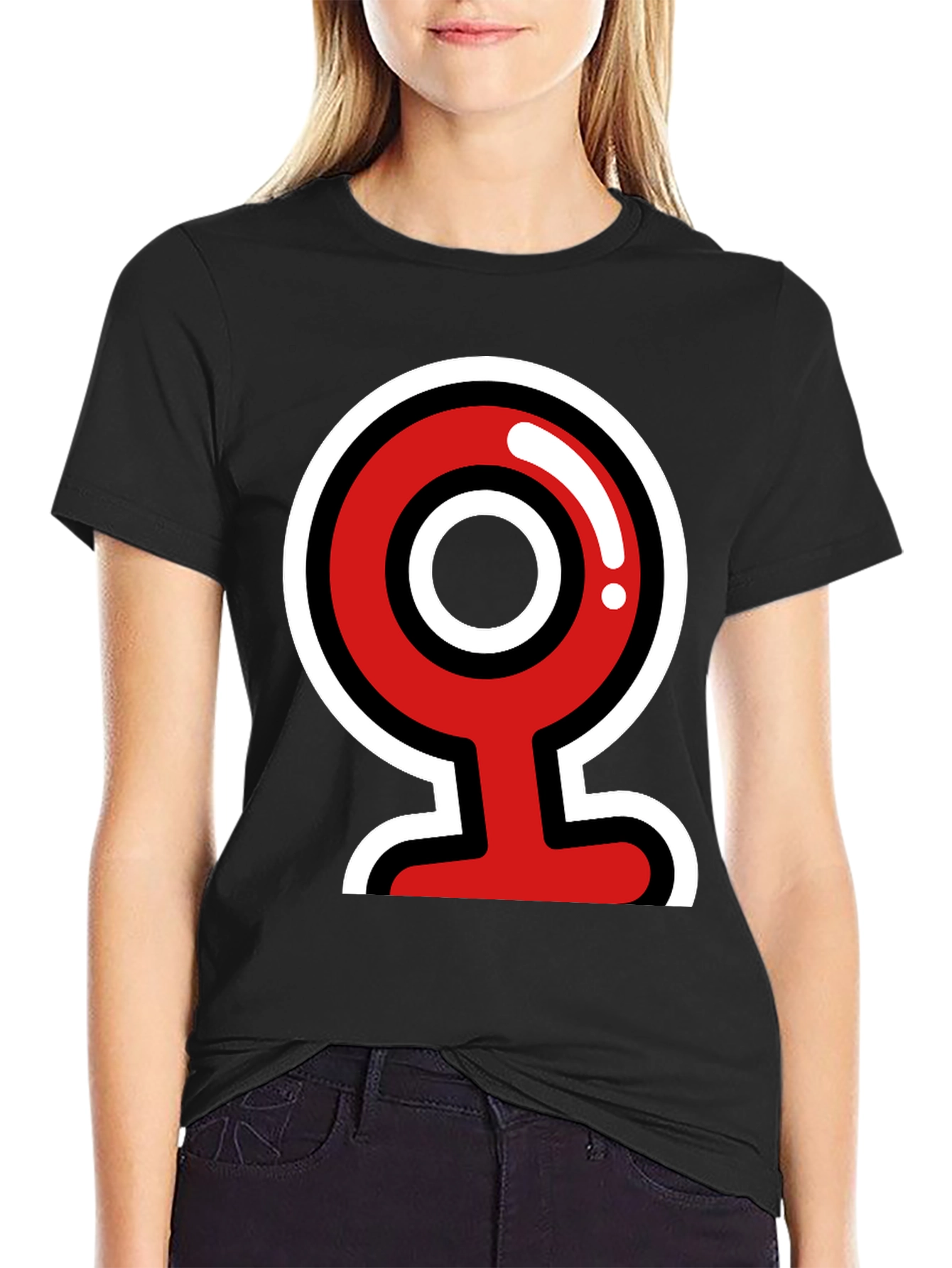 Bold Graphic Tee - Red & White Camera