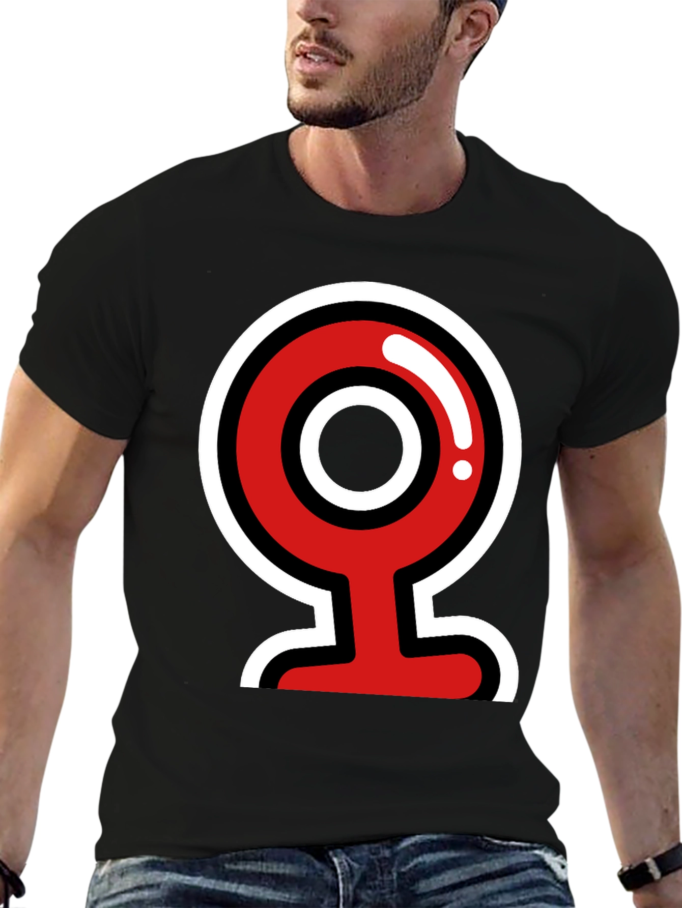 Bold Graphic Tee - Red & White Camera