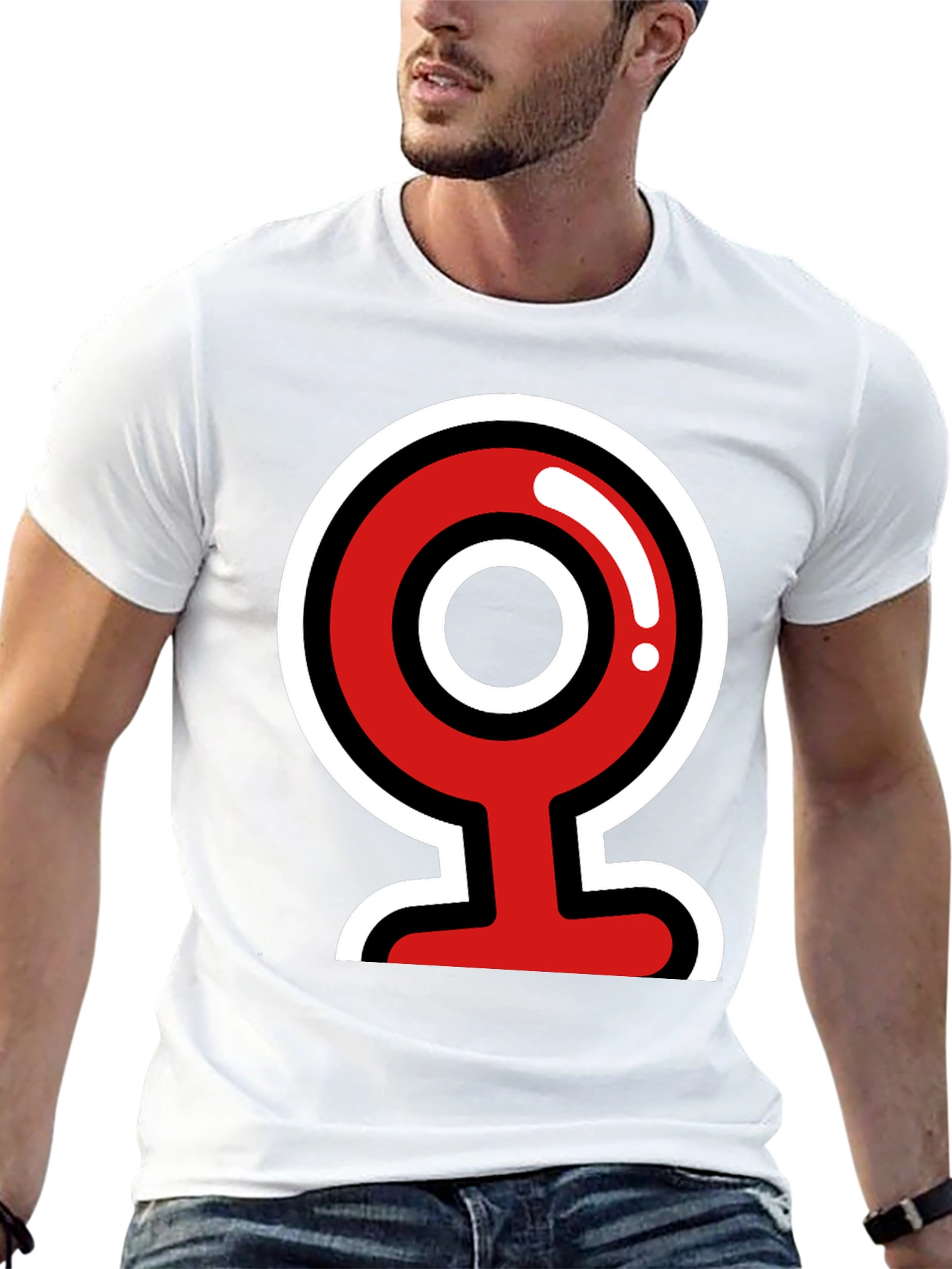 Bold Graphic Tee - Red & White Camera