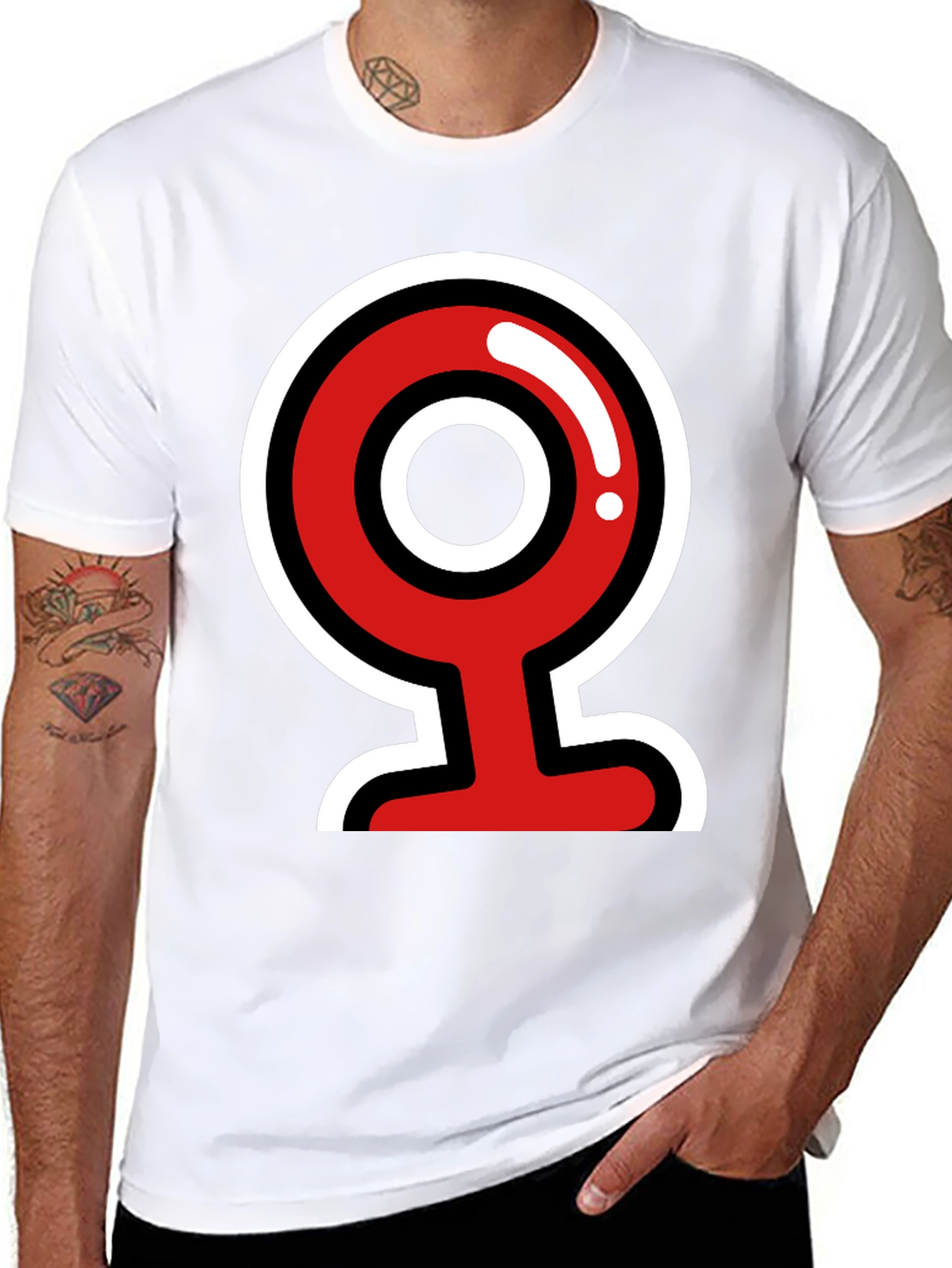 Bold Graphic Tee - Red & White Camera