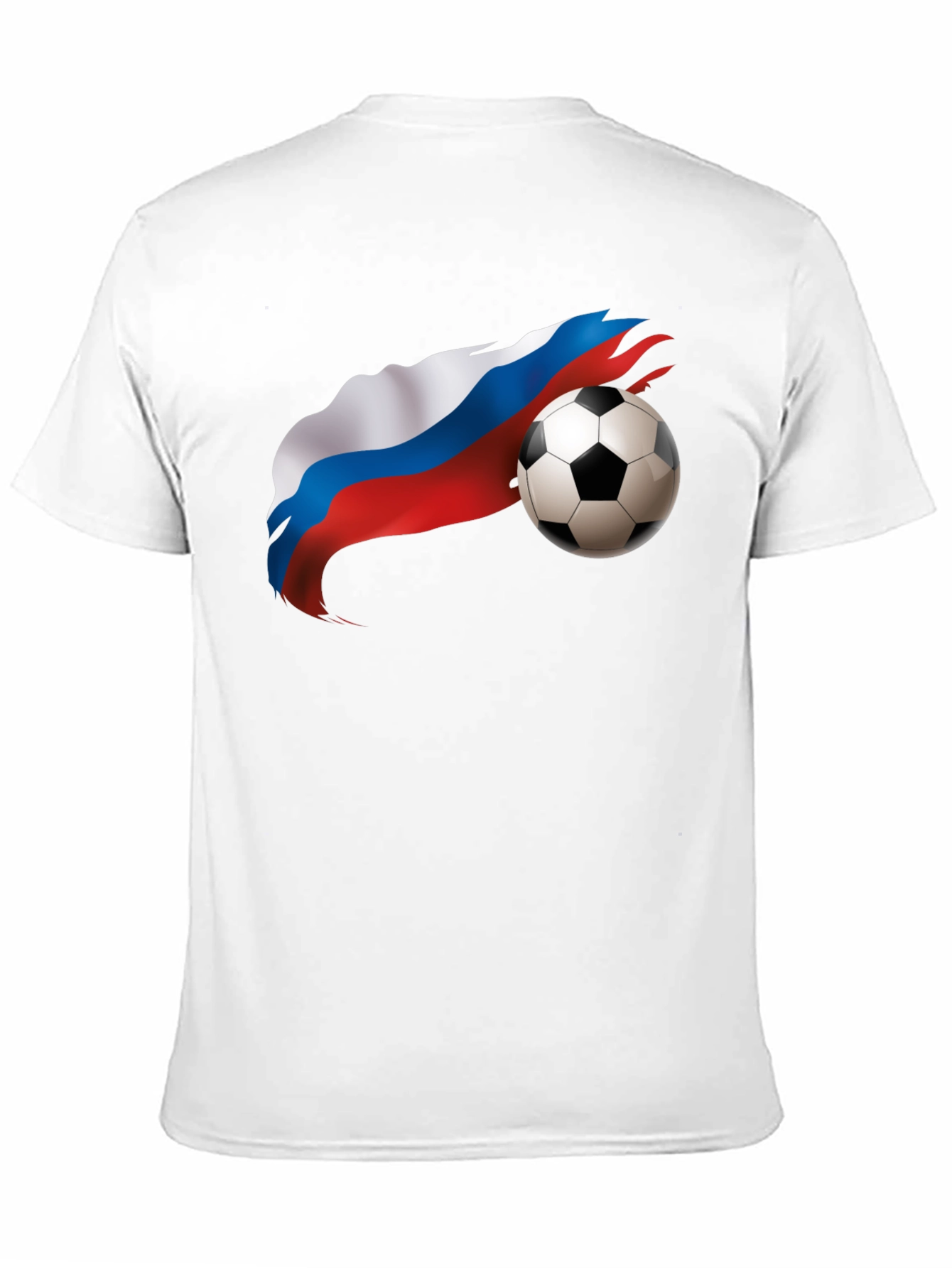 Russian Flag Soccer Ball Graphic Black T-Shirt