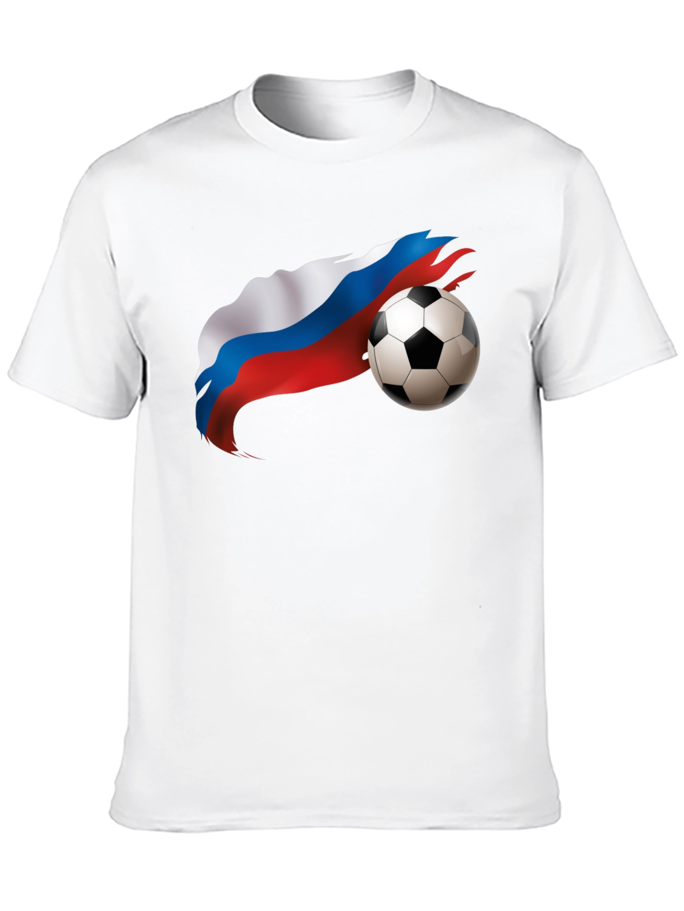 Russian Flag Soccer Ball Graphic Black T-Shirt