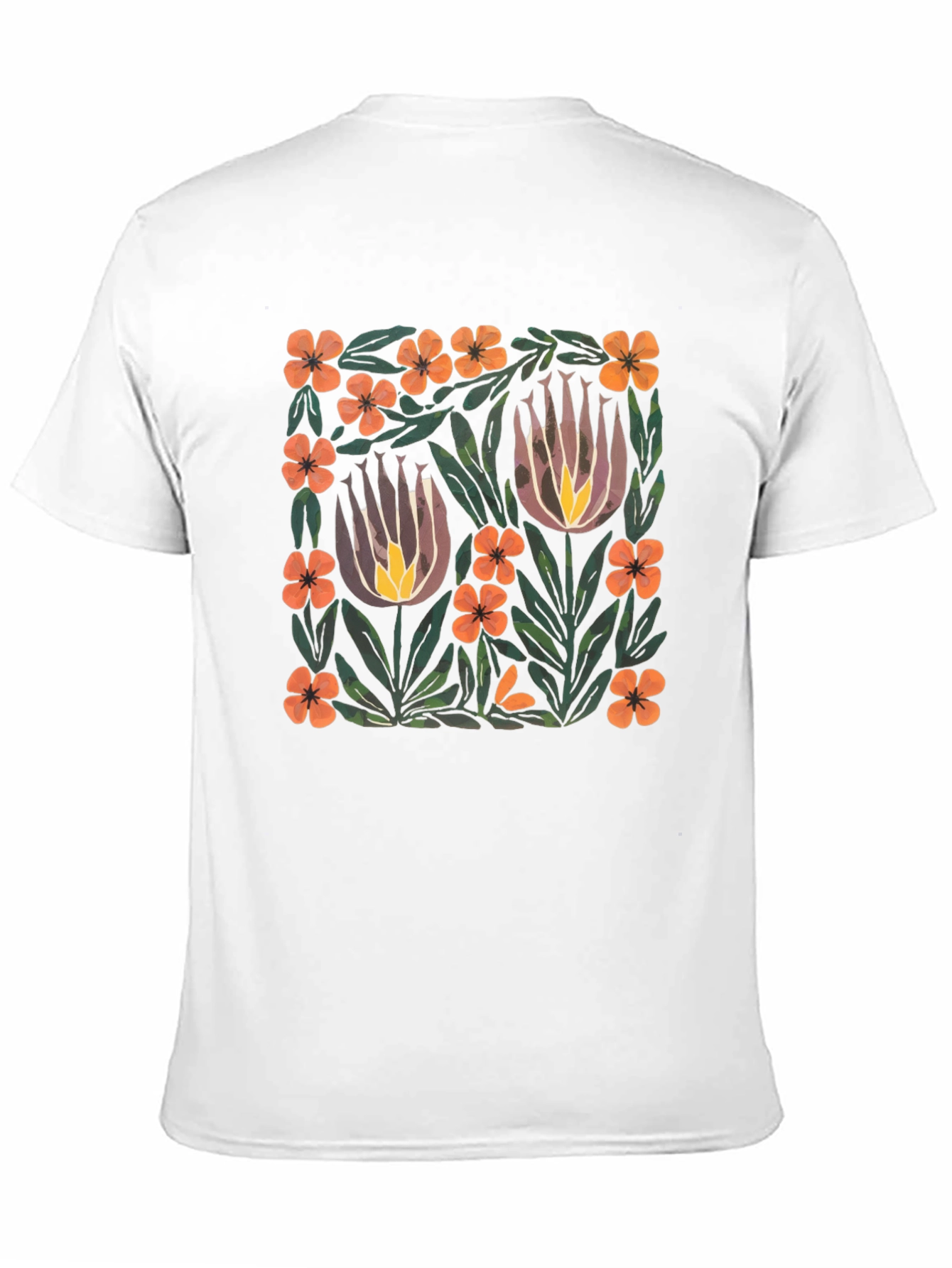 Floral Art Print Black T-Shirt