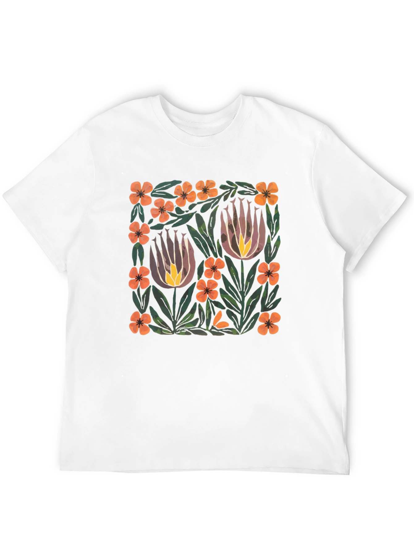 Floral Art Print Black T-Shirt