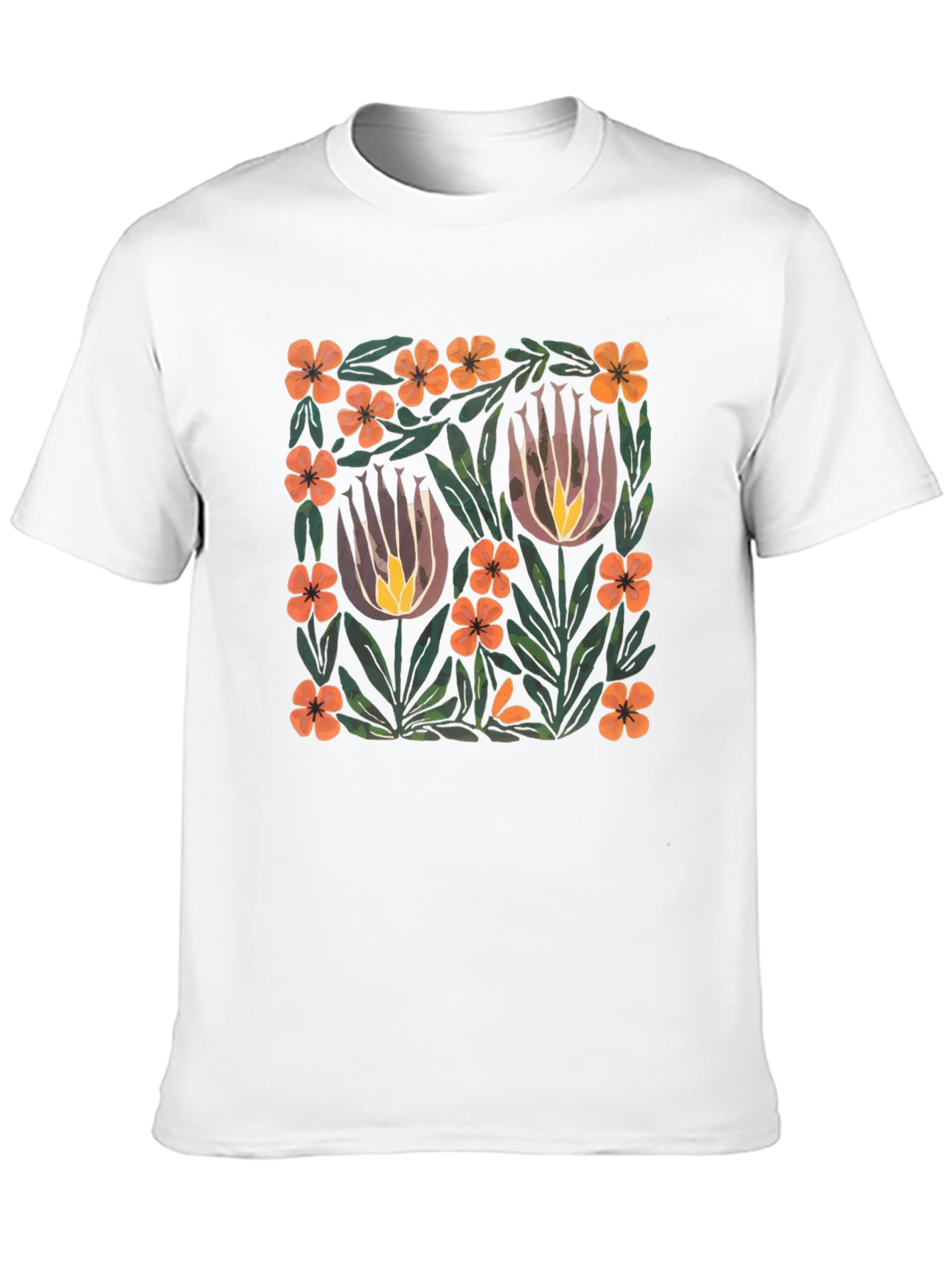 Floral Art Print Black T-Shirt