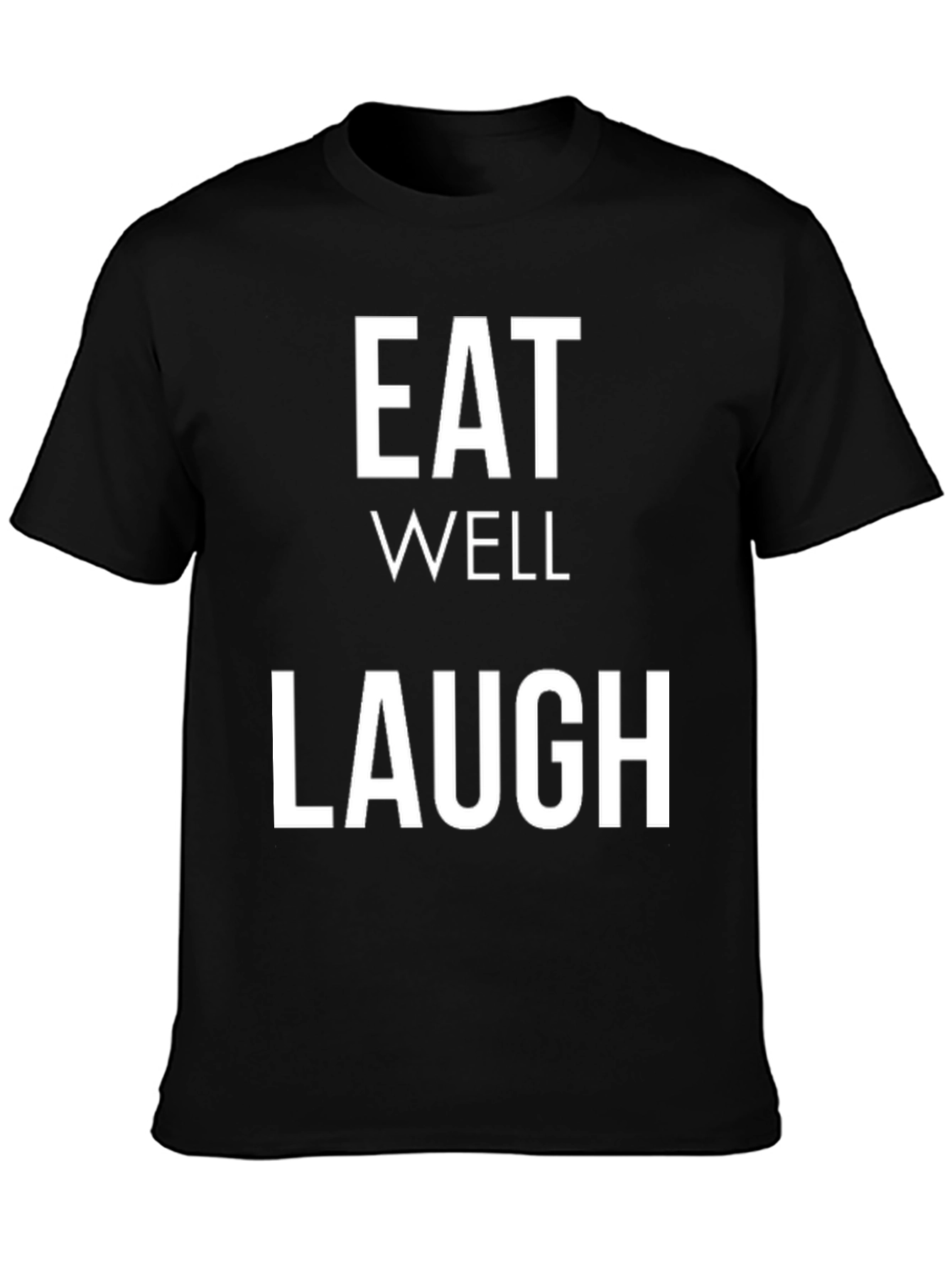 Eat Well Laugh Often Black Graphic Tee