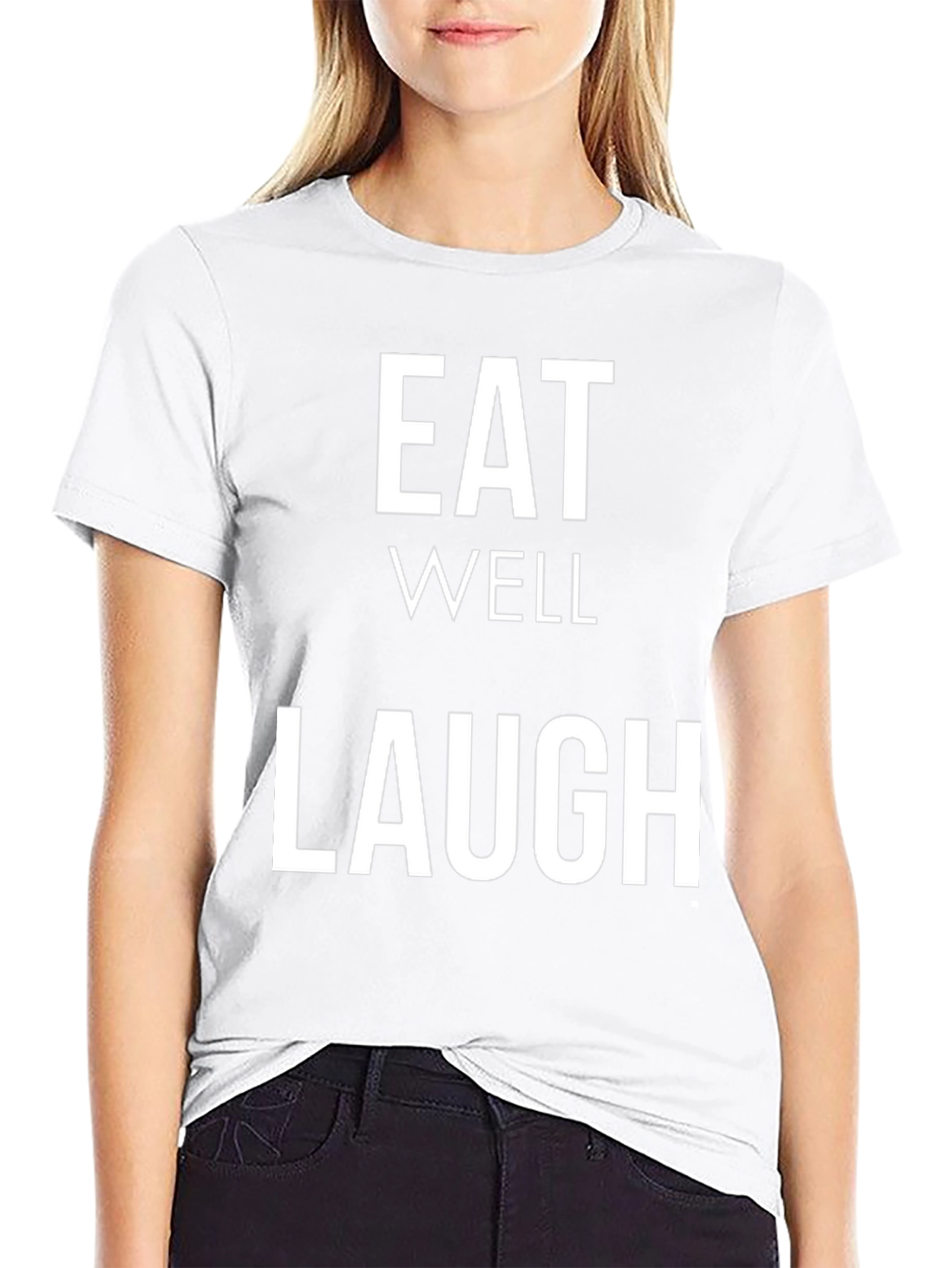 Eat Well Laugh Often Black Graphic Tee