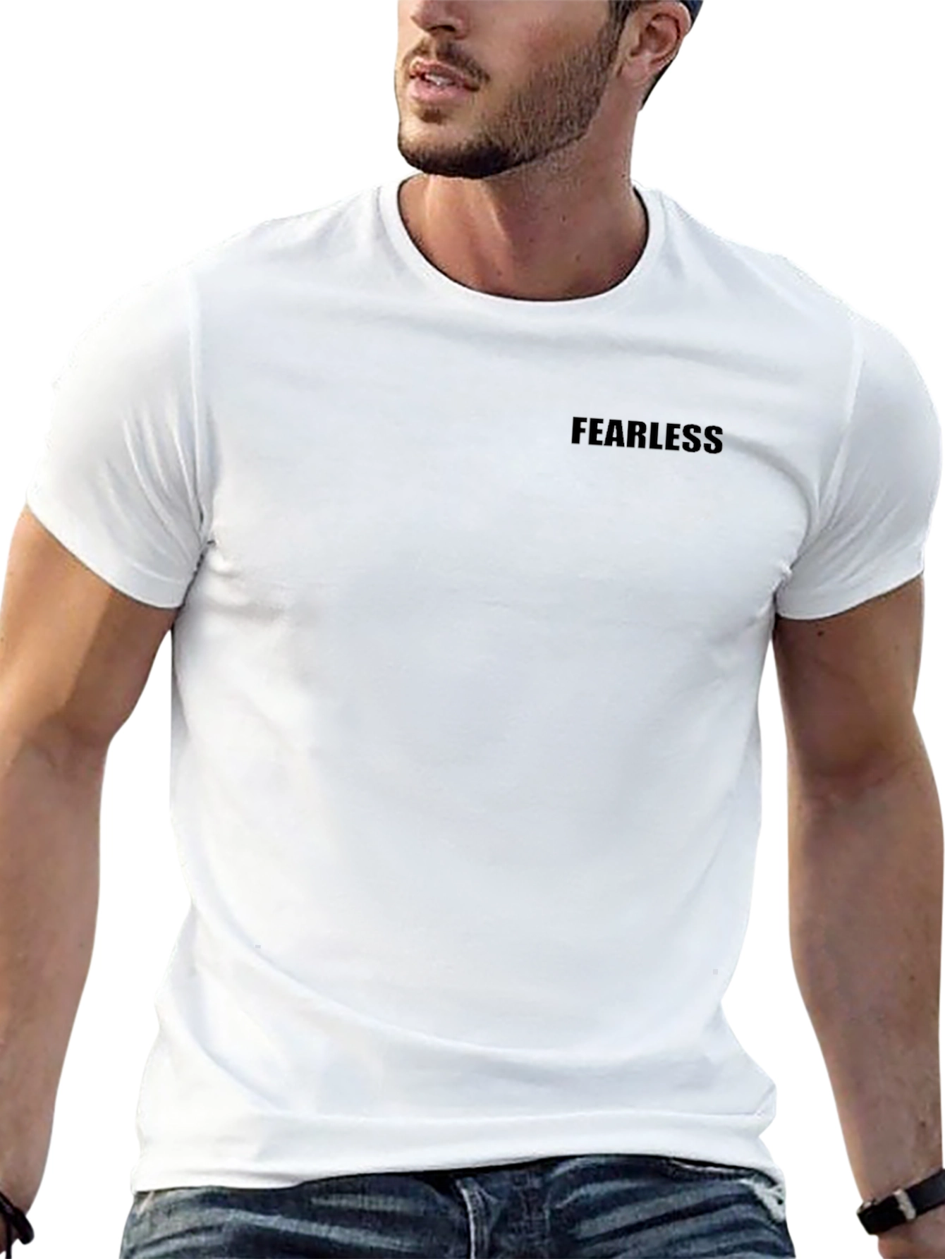 Mens Fearless Black Crewneck T-Shirt