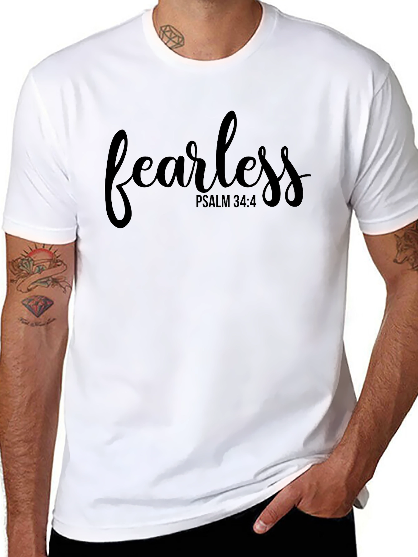 Fearless Psalm 34:4 Black T-Shirt