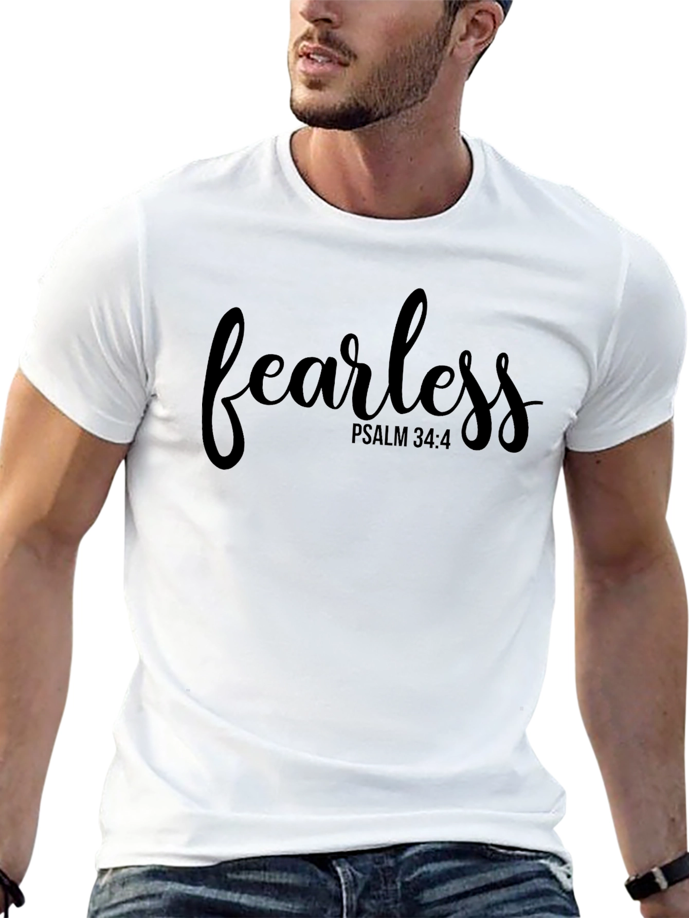 Fearless Psalm 34:4 Black T-Shirt