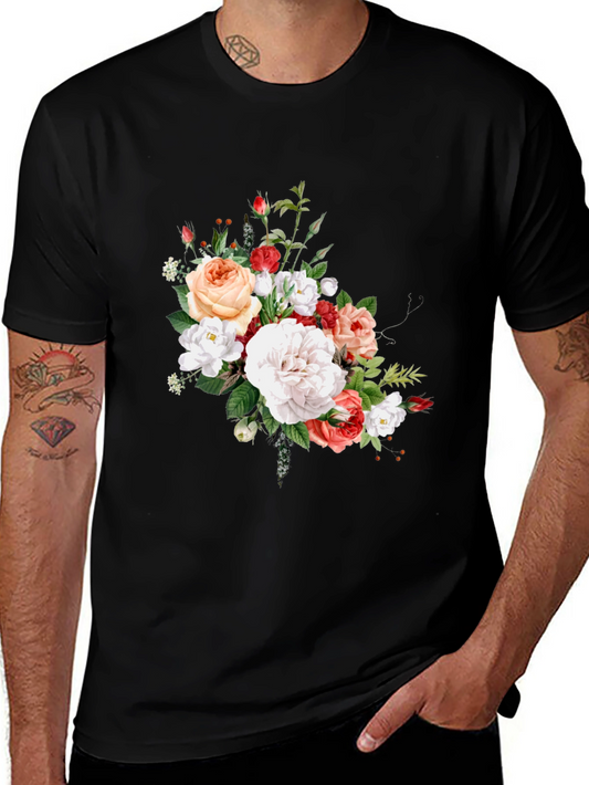 Floral Print Black T-Shirt