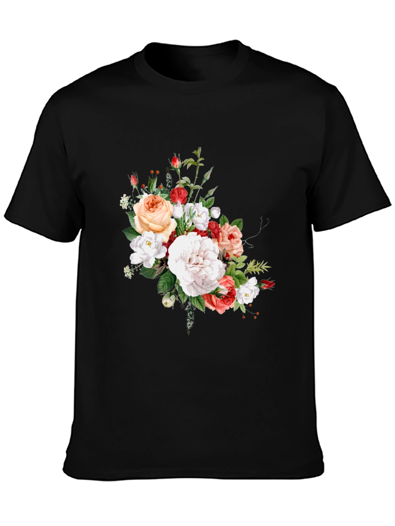 Floral Print Black T-Shirt
