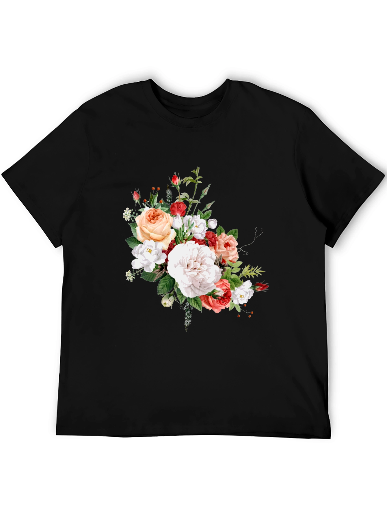 Floral Print Black T-Shirt