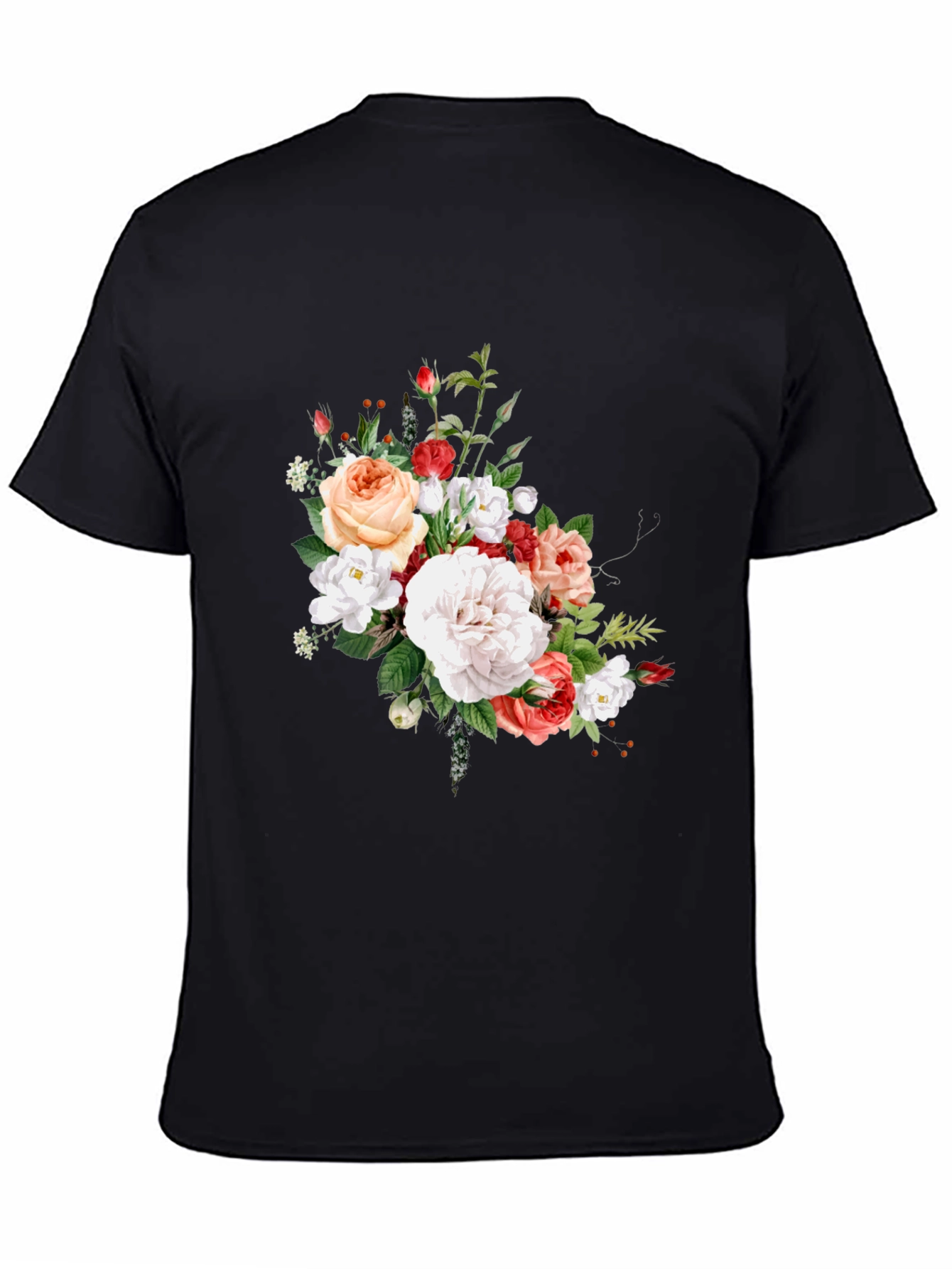 Floral Print Black T-Shirt