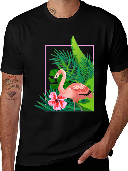 Tropical Flamingo Graphic Tee - Stylish Summer T-Shirt
