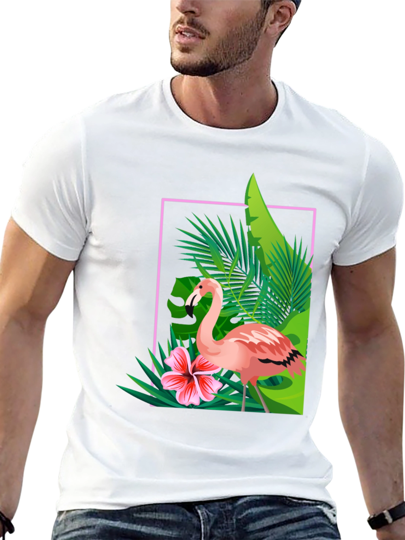 Tropical Flamingo Graphic Tee - Stylish Summer T-Shirt