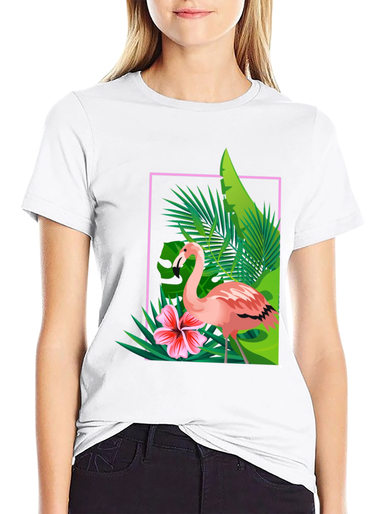 Tropical Flamingo Graphic Tee - Stylish Summer T-Shirt