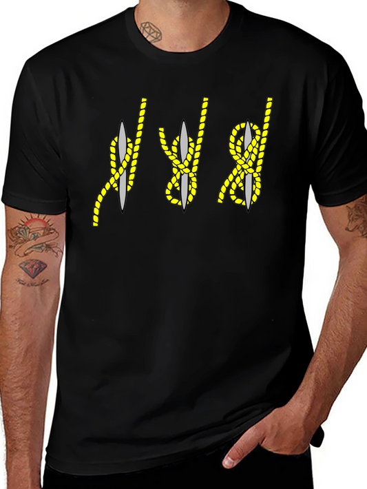 Rope Knot & Needle Graphic Tee - Black Cotton Blend