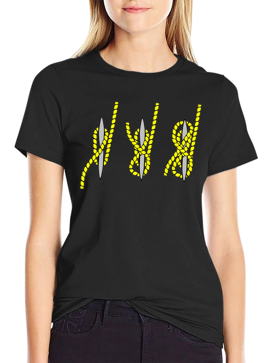 Rope Knot & Needle Graphic Tee - Black Cotton Blend