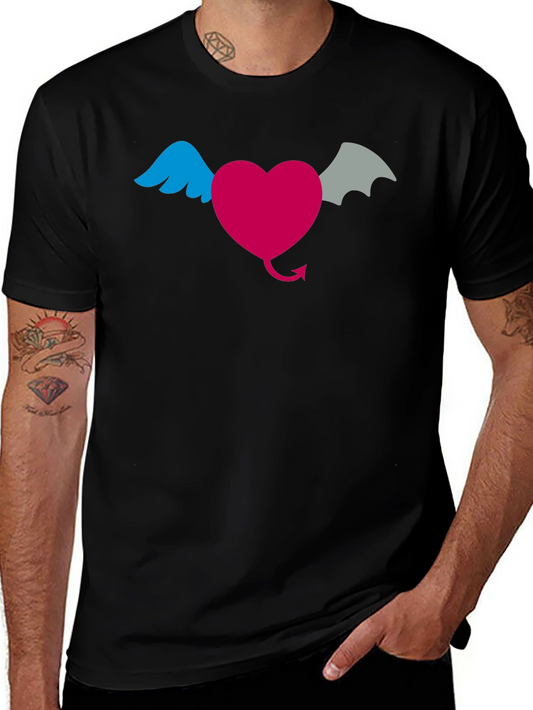 Heart With Wings & Devil Tail Graphic T-Shirt