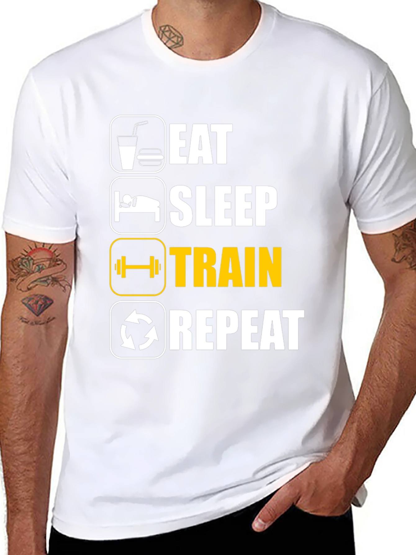 Eat Sleep Train Repeat Black T-Shirt