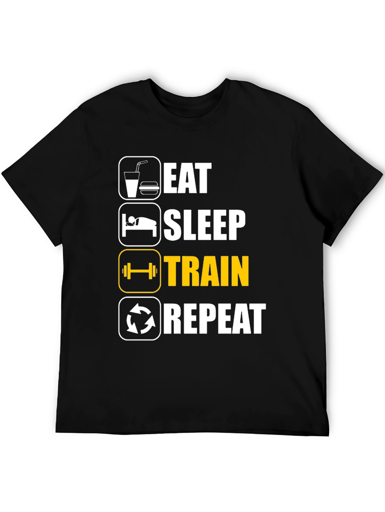 Eat Sleep Train Repeat Black T-Shirt