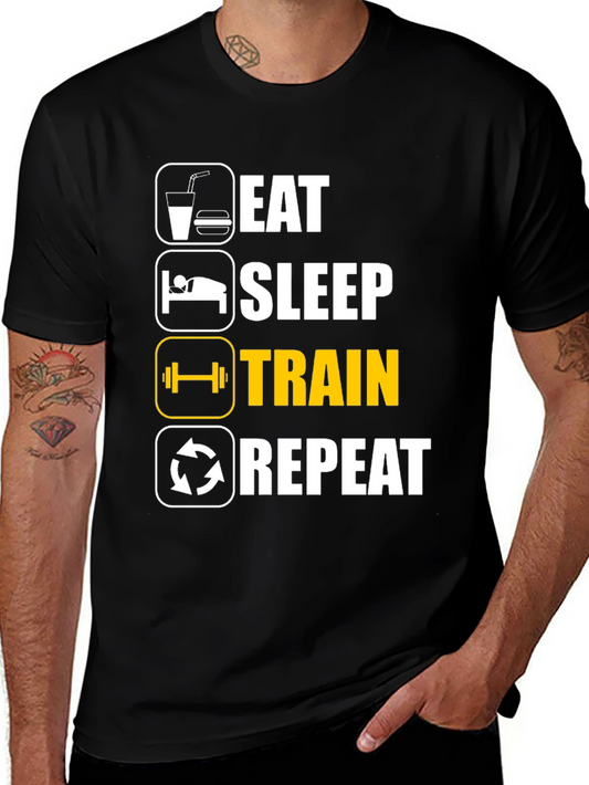 Eat Sleep Train Repeat Black T-Shirt
